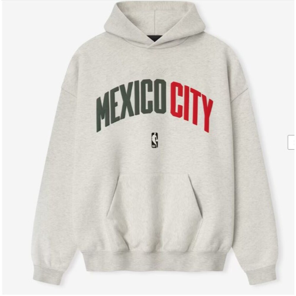 NWT Fear of God Essentials x NBA Mexico City Hoodie Heather Oatmeal Grey Mens M
